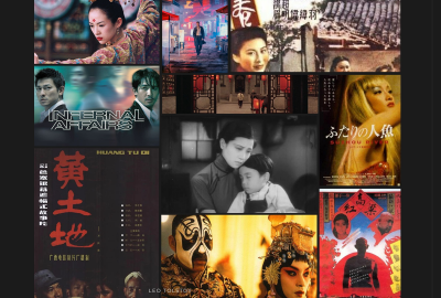 La imagen muestra un collage de fotogramas de películas chinas